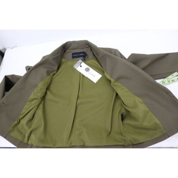 NWT‎ Michael Lo Sordo Crop Blazer Womens 6 One Button Cotton Green peak lapel - Picture 10 of 13
